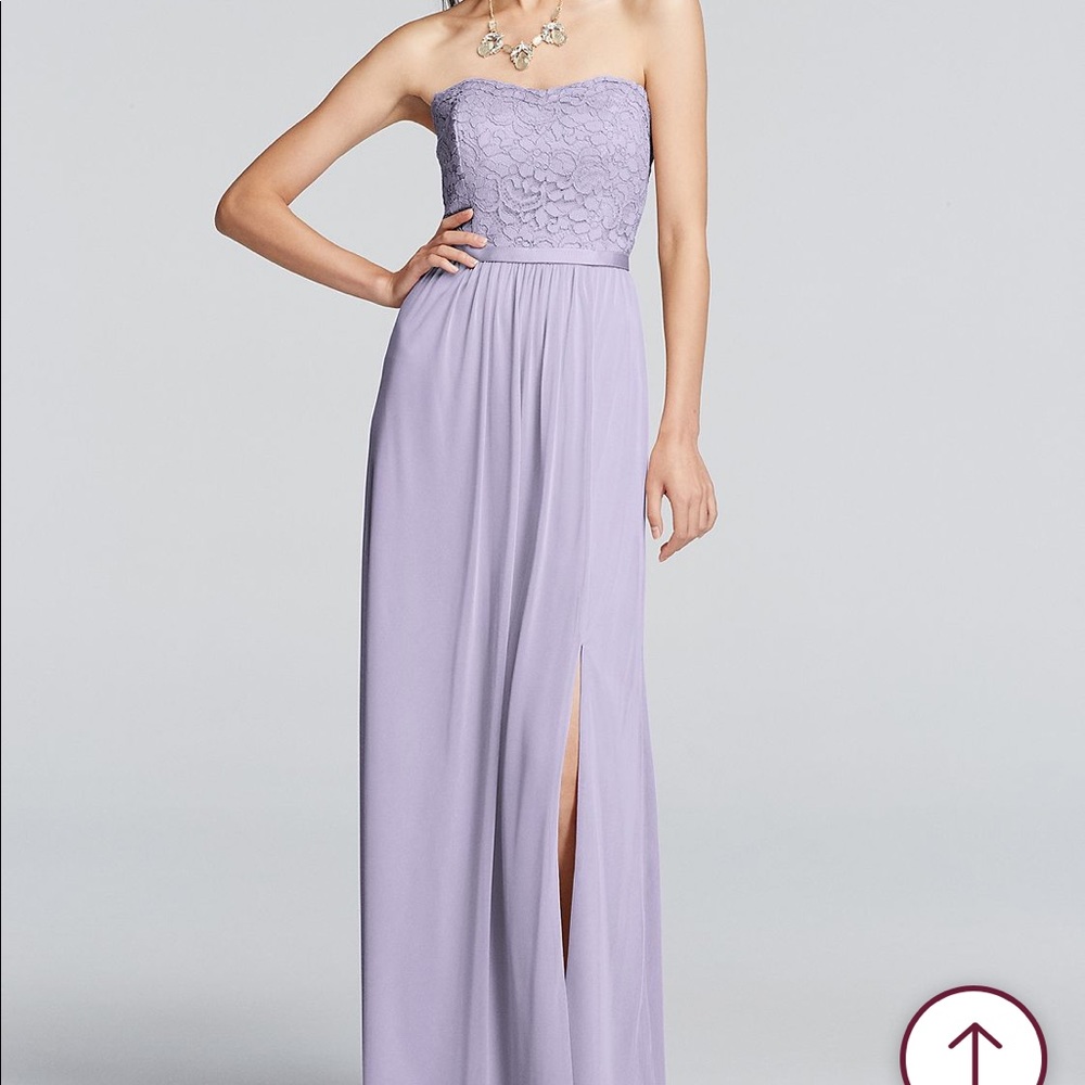 David’s Bridal Lace & Mesh Long Strapless Dress